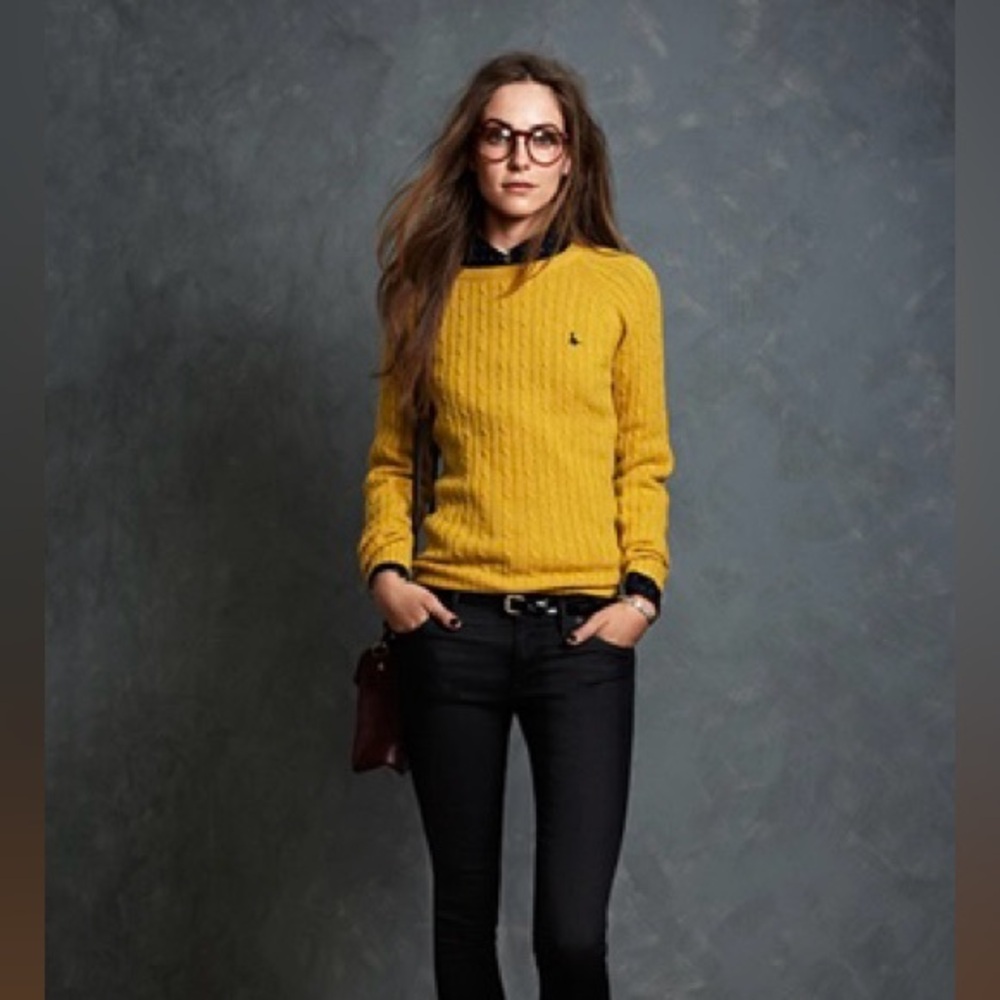 Jack Wills Women’s Cotton Cable Knit Sweater in Yellow US 6/UK 10